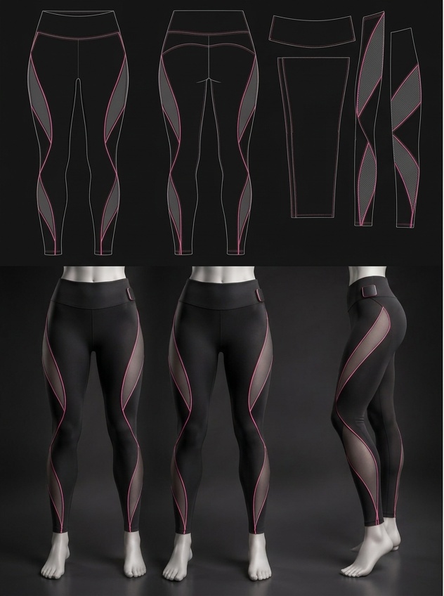 Diana Cuervo Performance Apparel Design — Smart Leggings — Sheer & Connected design study