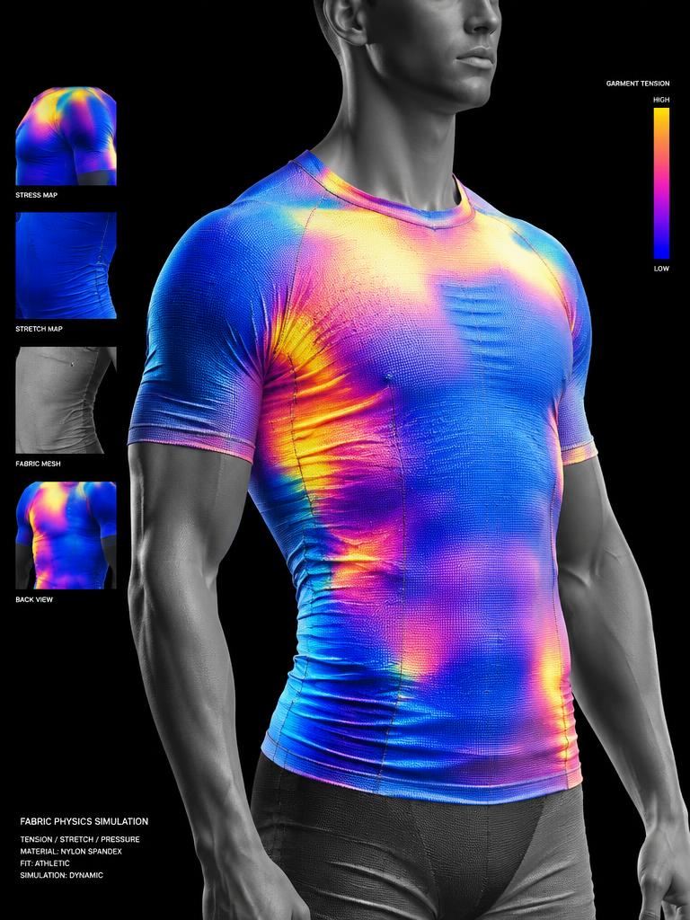 Diana Cuervo Performance Apparel Design — fabric tension heat map on a performance top