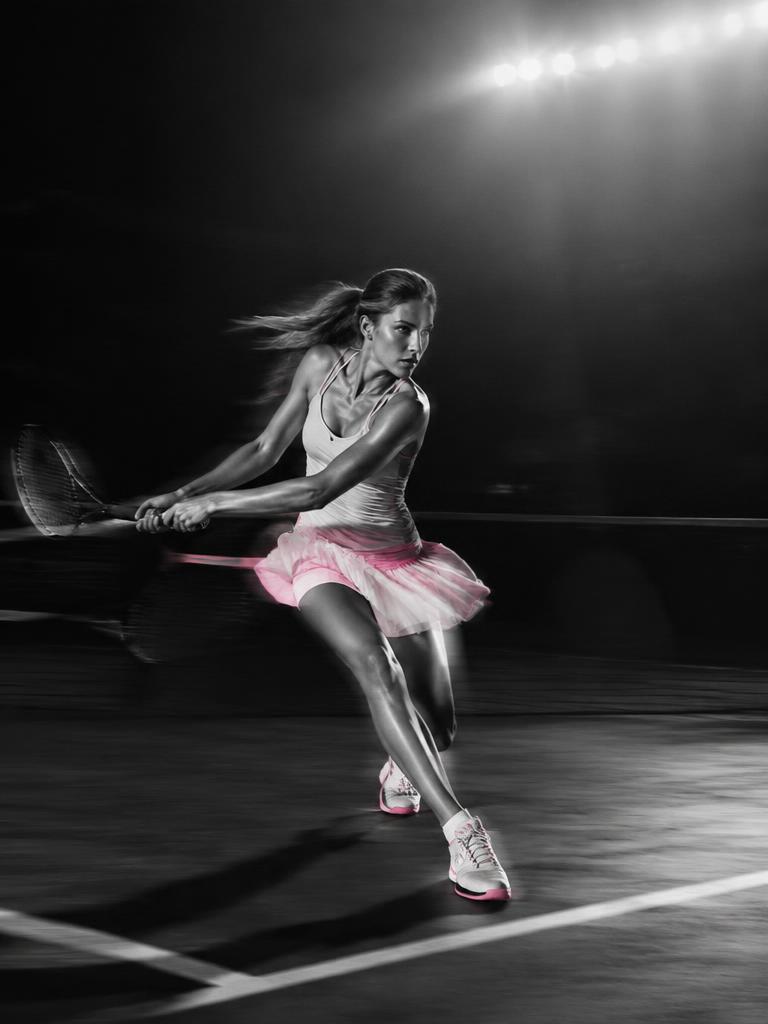 Diana Cuervo Performance Apparel Design — tennis athlete in motion wearing the final skirt